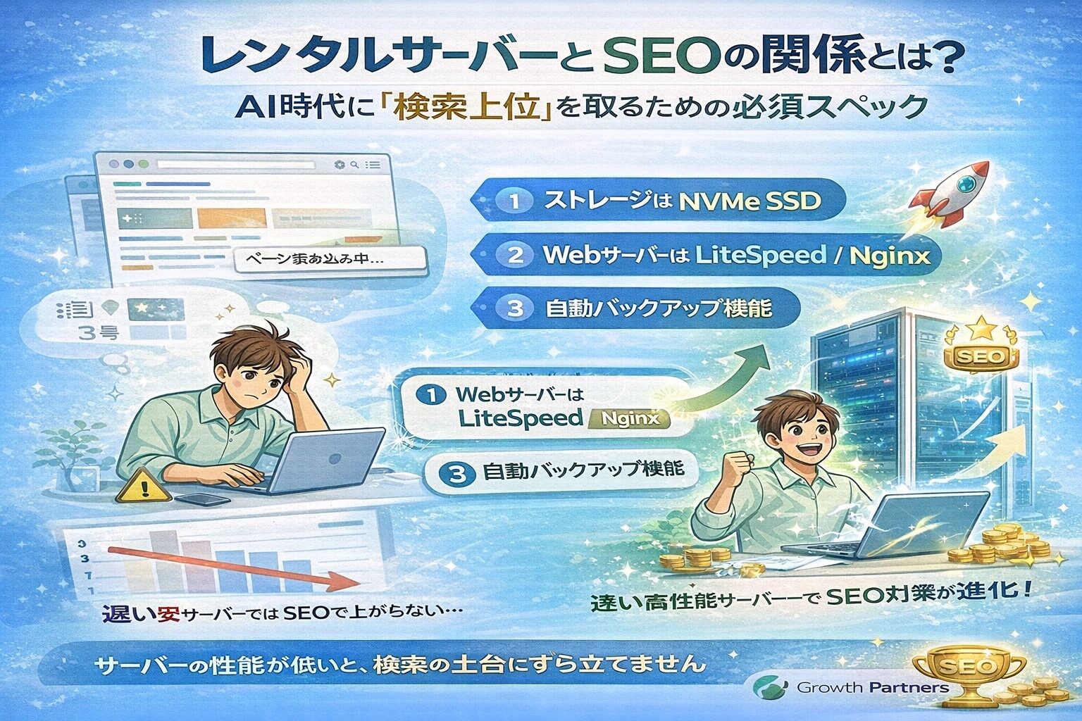 レンタルサーバーとSEOの関係とは？AI時代に「検索上位」を取るための必須スペック