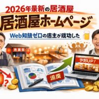 居酒屋 ホームページを改善し、Web知識がない店主でも宴会予約を増やした成功と失敗の対比と設計の流れを示した構成図