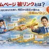 ホームページ 被リンクを信頼の連鎖として受け取り、孤立状態から評価と反応が高まる変化を示した構図