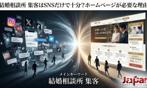 結婚相談所の集客において、SNS集客だけでは不十分でホームページが信頼形成に必要であることを表現したアイキャッチ画像