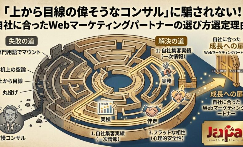 上から目線の偉そうなコンサルタントに騙されないための、正しいWebマーケティングパートナーの選び方を解説するアイキャッチ画像